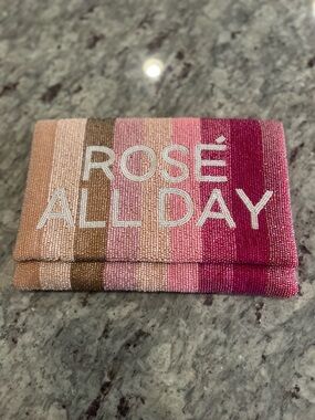 Striped Beaded Rose All Day Clutch